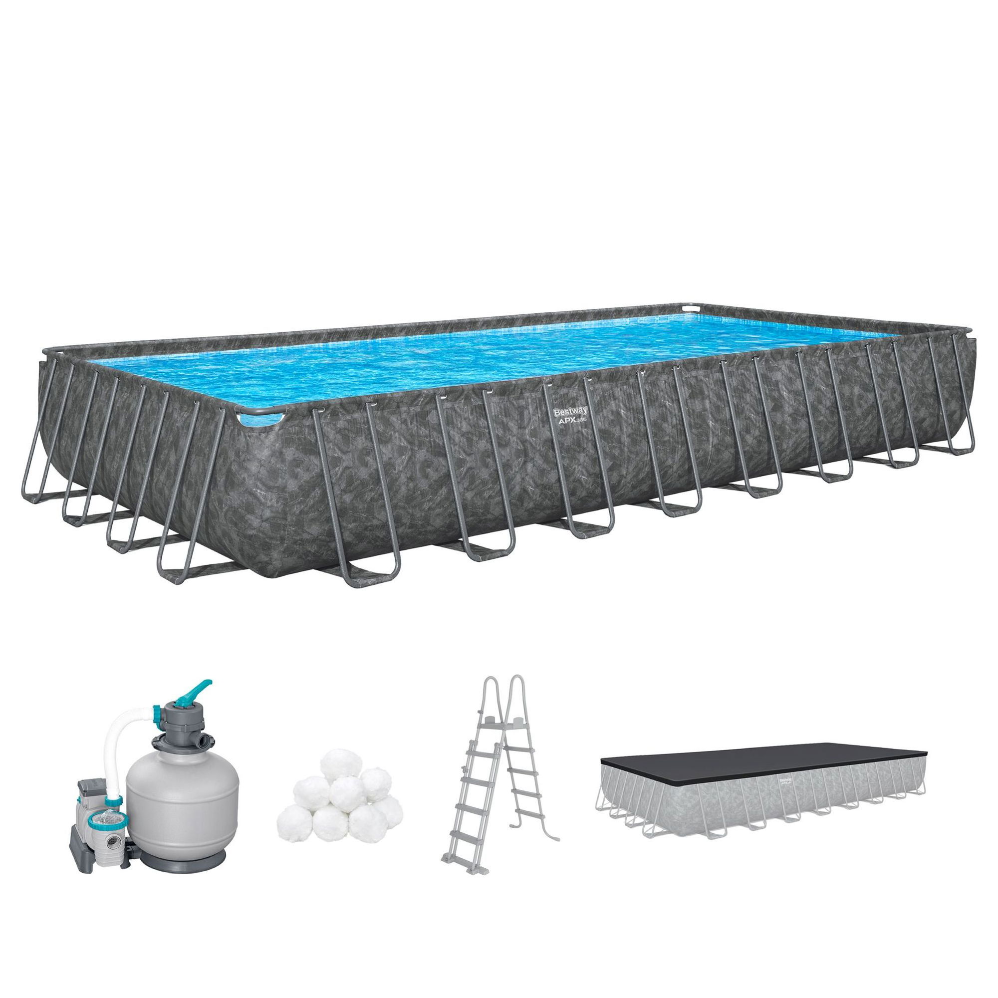 estway APX365 winterfestes Frame Pool Komplett-Set 956 x 488 x 132 cm