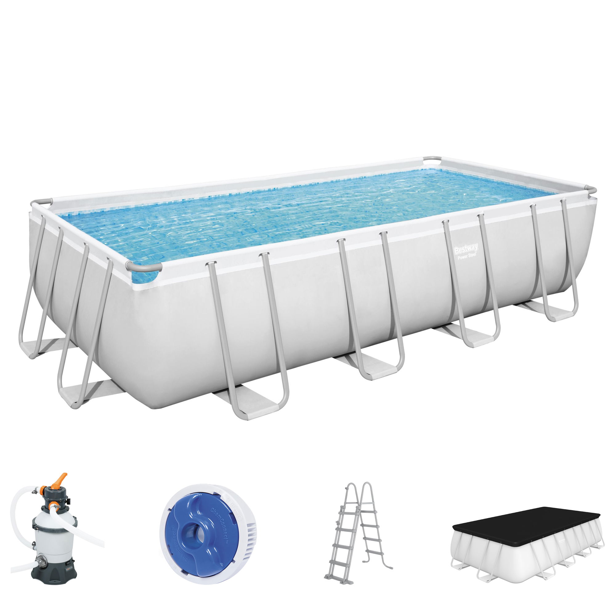 Bestway Pool Komplett-Set Power Steel mit Sandfilteranlage, 488 x 244 x 122 cm 56671_22 Bestway Pool Komplett-Set Power Steel mit Sandfilteranlage, 488 x 244 x 122 cm 56671_22