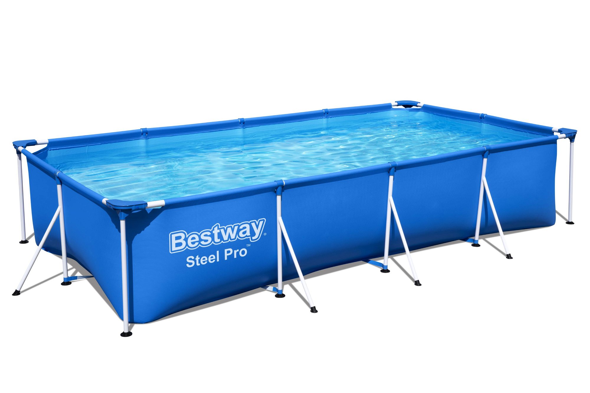 Steel Pro Bestway Frame Pool Set mit Poolpumpe 400 x 211 x 81 cm , dunkelblau, eckig 56424_22