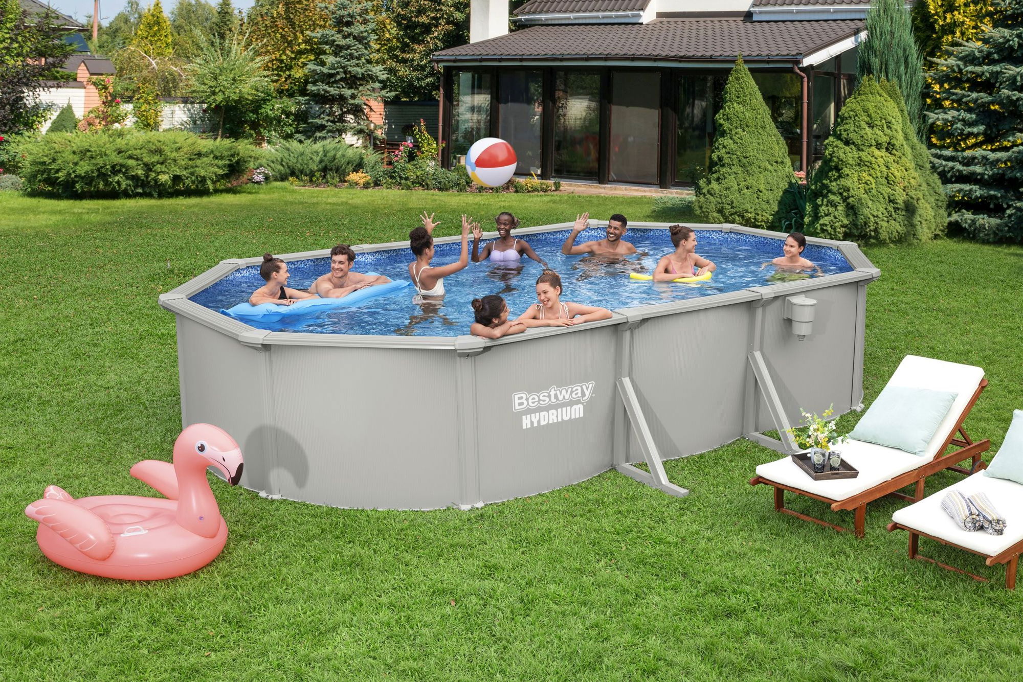 Bestway Hydrium Stahlwandpool Komplett-Set 610 x 366 x 122 cm oval
