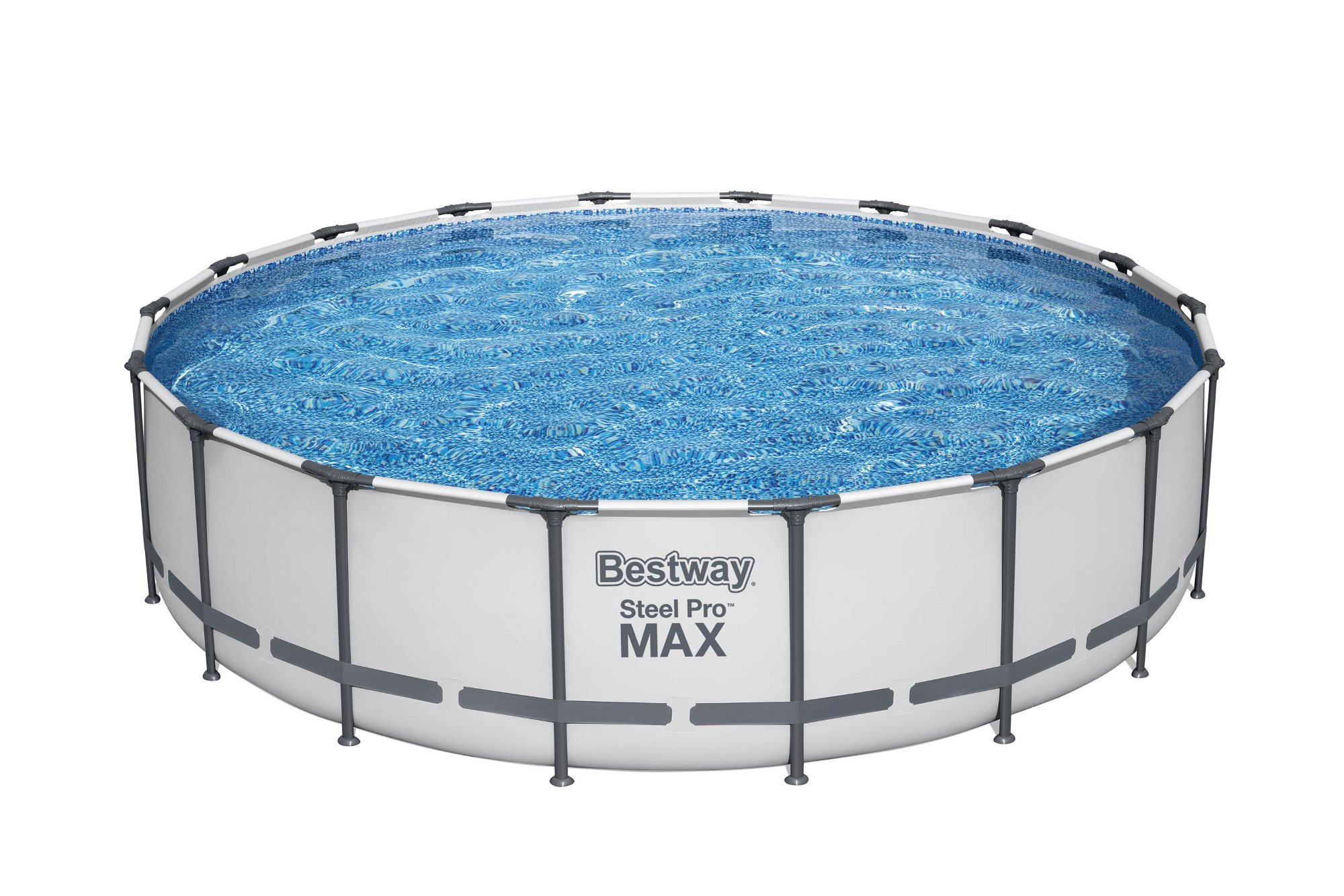 Steel Pro MAX Bestway Frame Pool Komplett-Set mit Filterpumpe Ø 549 x 122 cm, lichtgrau, rund 56462_22
