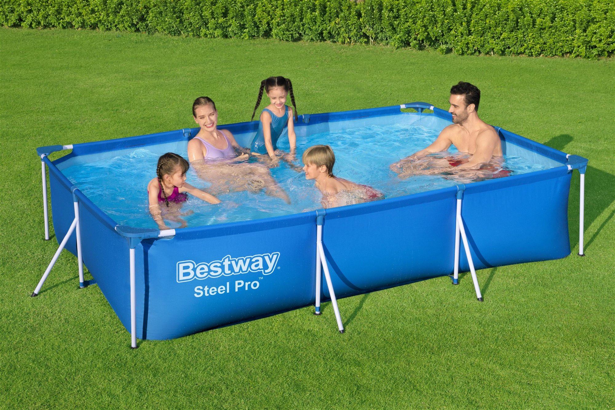 Steel Pro Bestway Frame Pool Set mit Poolpumpe 300 x 201 x 66 cm, dunkelblau, eckig 56411_22