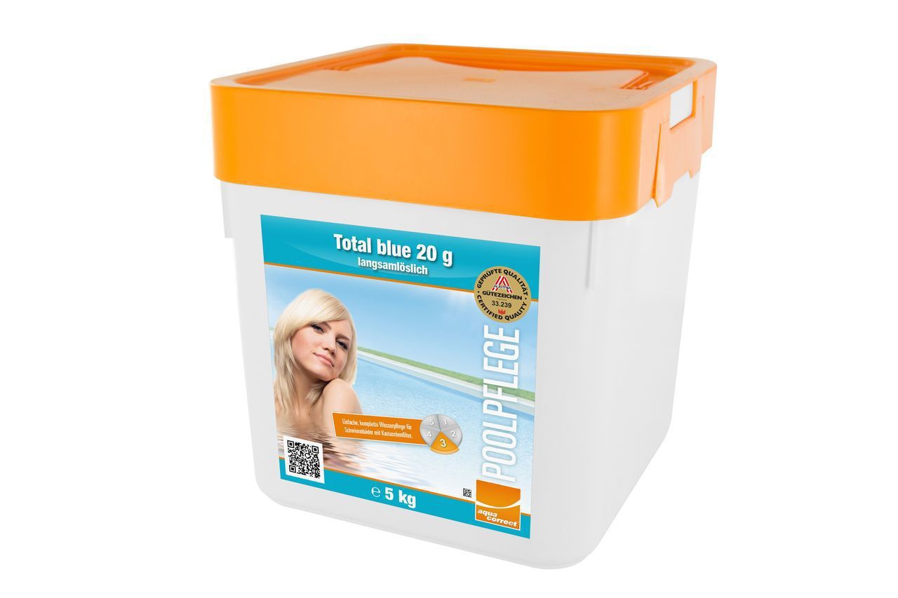 Steinbach Total blue 20g, 5 Kg, Multifunktionstablette Pool, langsam löslich, Wasserpflege IN-0752305TD02