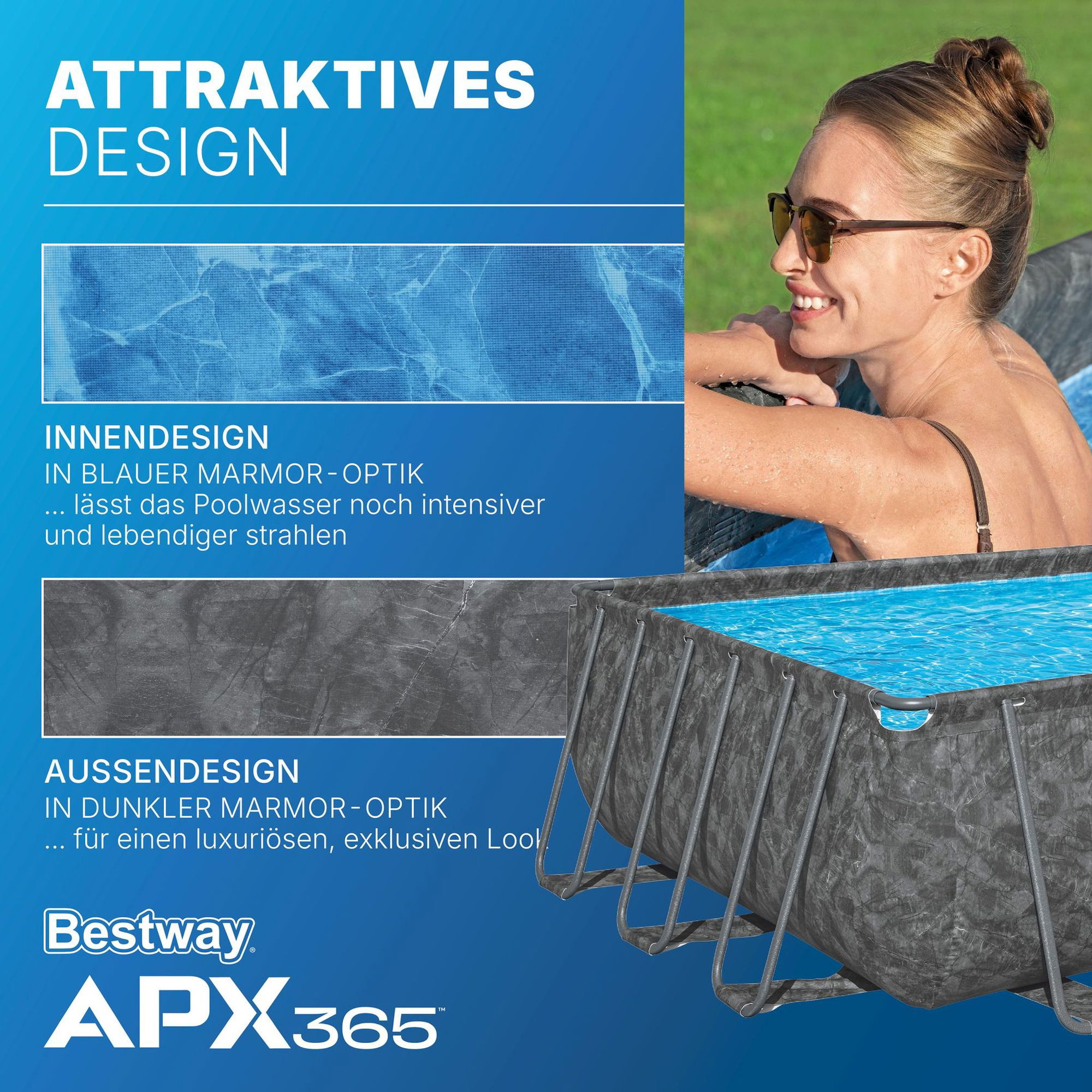 Bestway APX365 winterfestes Frame Pool Komplett-Set 732 x 366 x 132 cm