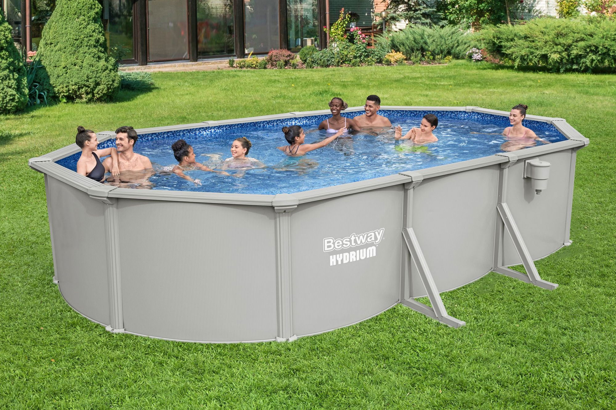 Bestway Hydrium Stahlwandpool Komplett-Set 610 x 366 x 122 cm oval