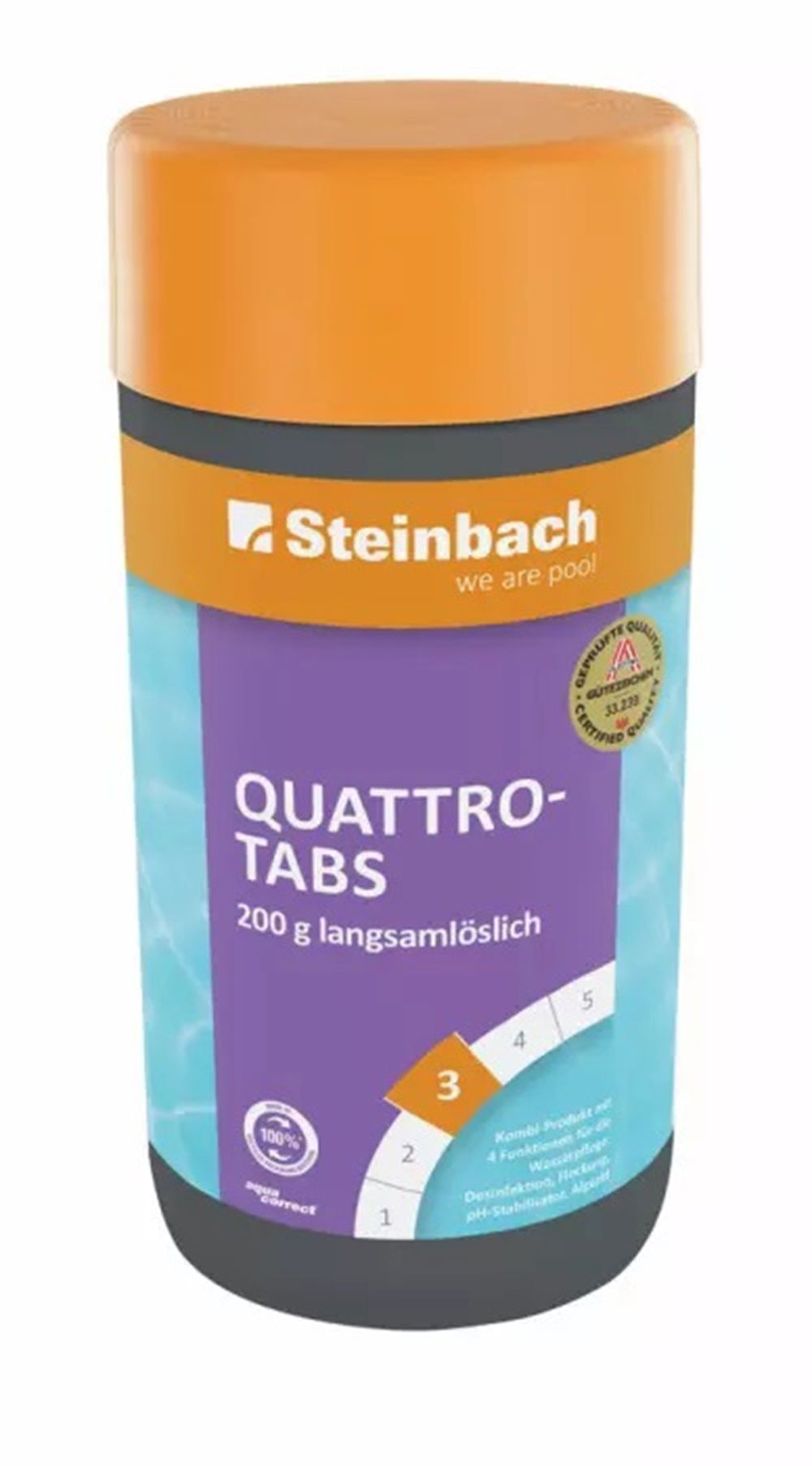 Steinbach Quattrotabs 1Kg, 4 in 1 Poolpflege mit Flockungsmittel, Algizid, Chlor und pH-Stabilisator IN-0752601TD08