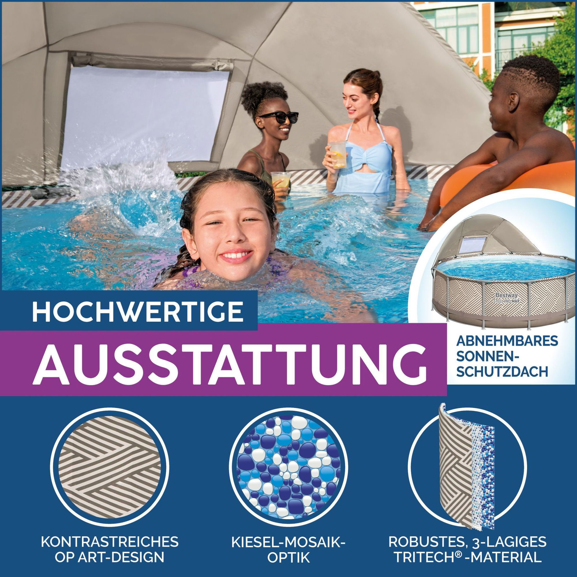 Bestway Steel Pro MAX Frame Pool Komplett-Set Ø 396 x 107 cm Bestway Steel Pro MAX Frame Pool Komplett-Set Ø 396 x 107 cm