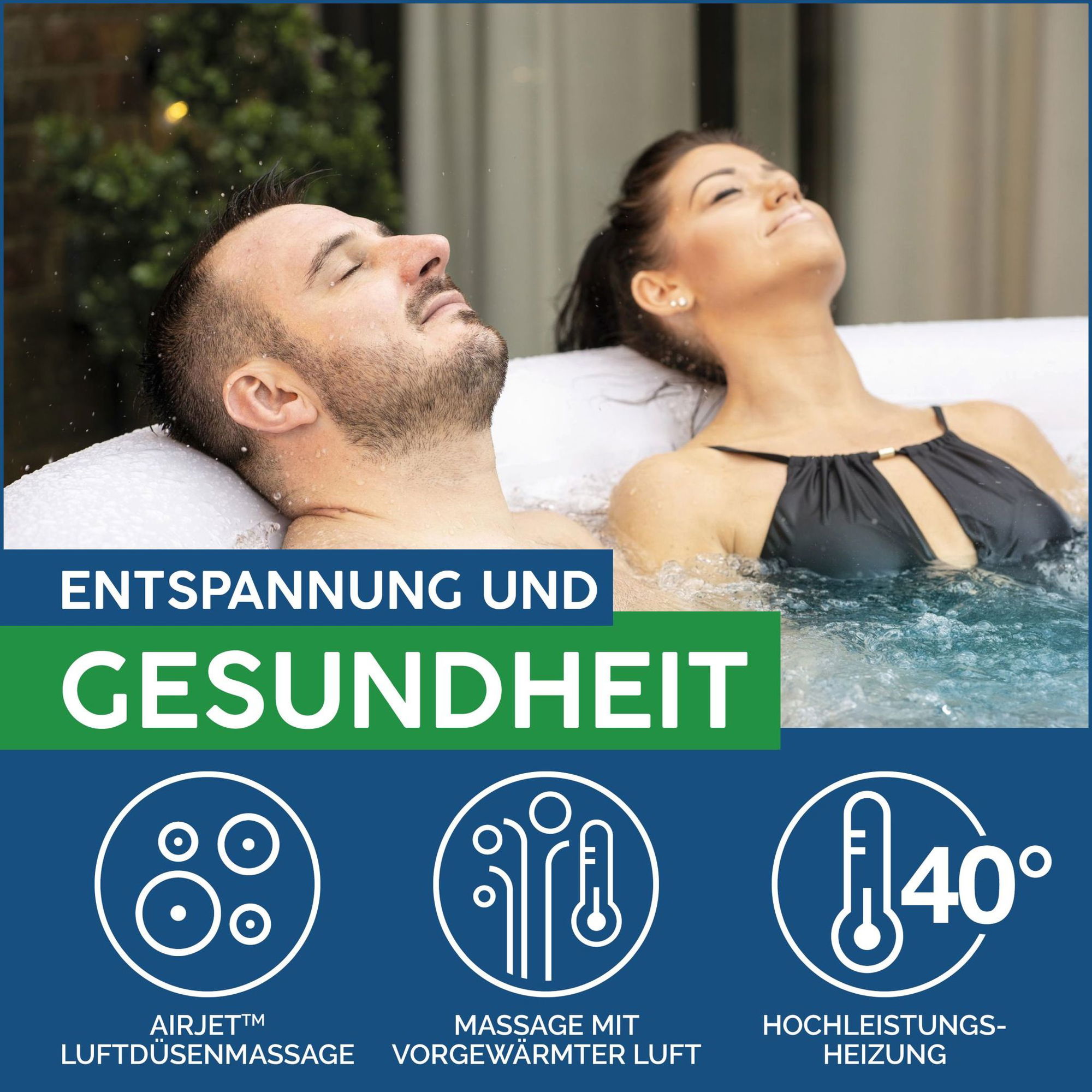Bestway LAY-Z-SPA Miami AirJet Whirlpool Ø 180 x 66 cm für 4 Personen