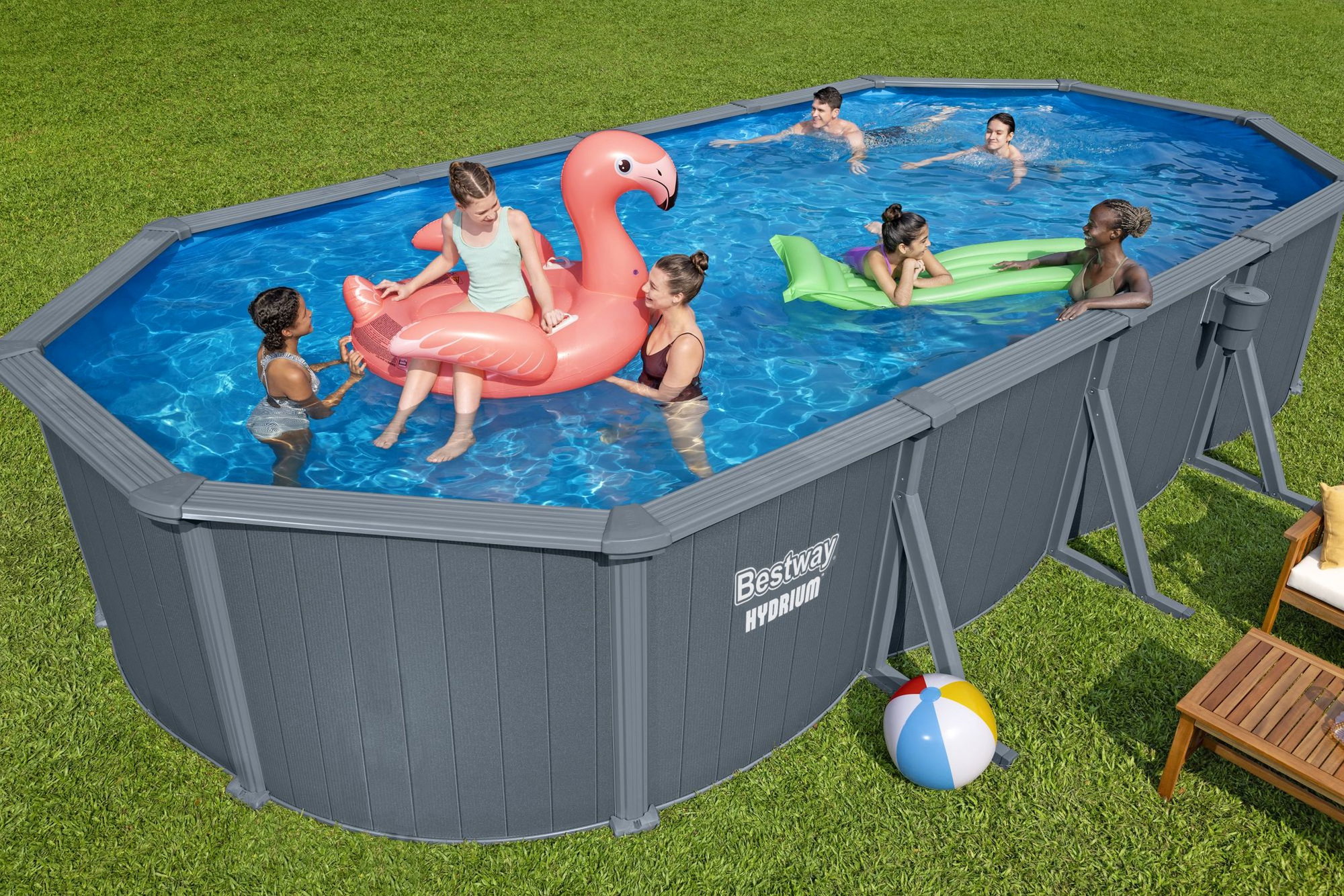 Bestway Hydrium Stahlwandpool Komplett-Set 732 x 366 x 132 cm oval