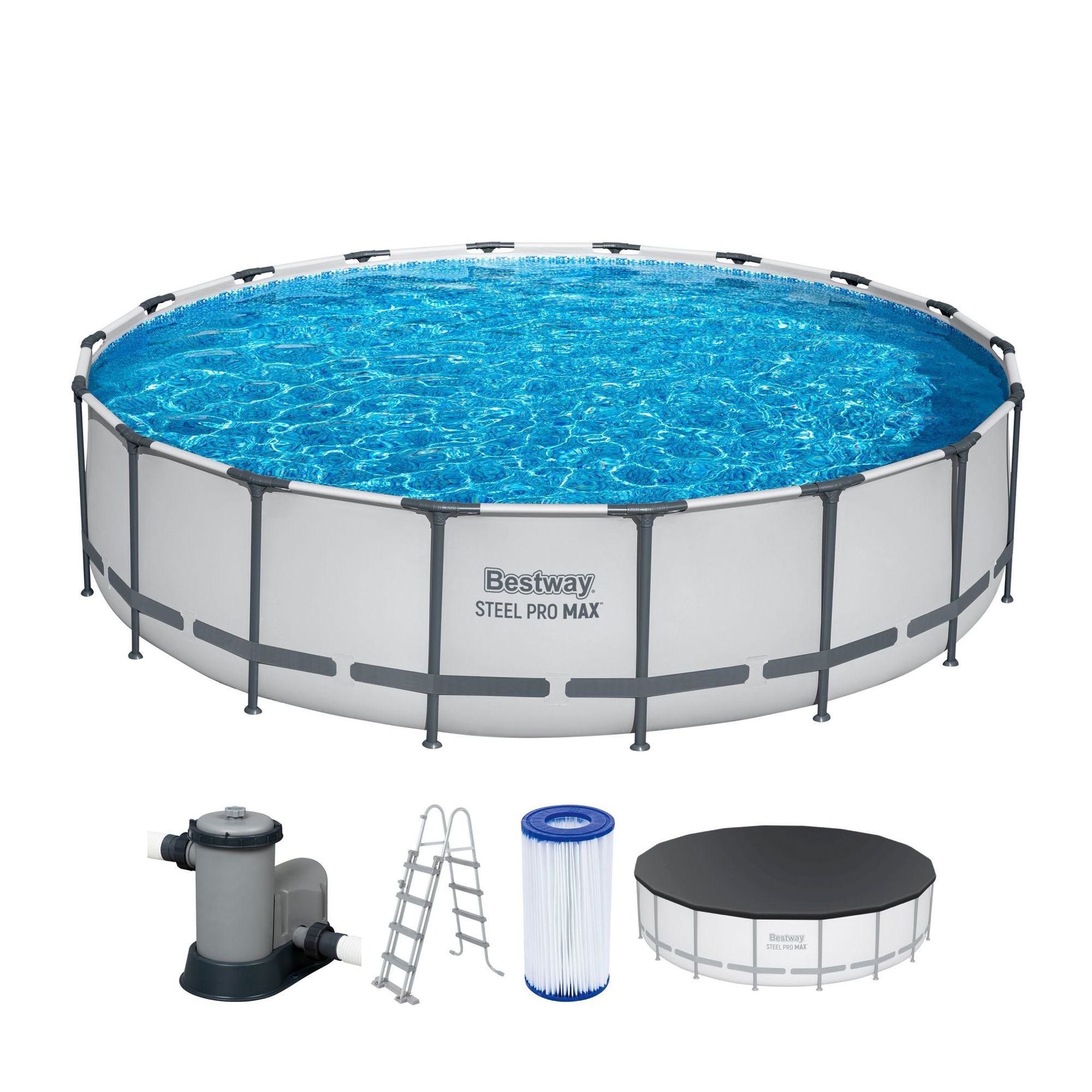 Bestway Steel Pro MAX Frame Pool Komplett-Set Ø 549 x 122 cm rund Bestway Steel Pro MAX Frame Pool Komplett-Set Ø 549 x 122 cm rund