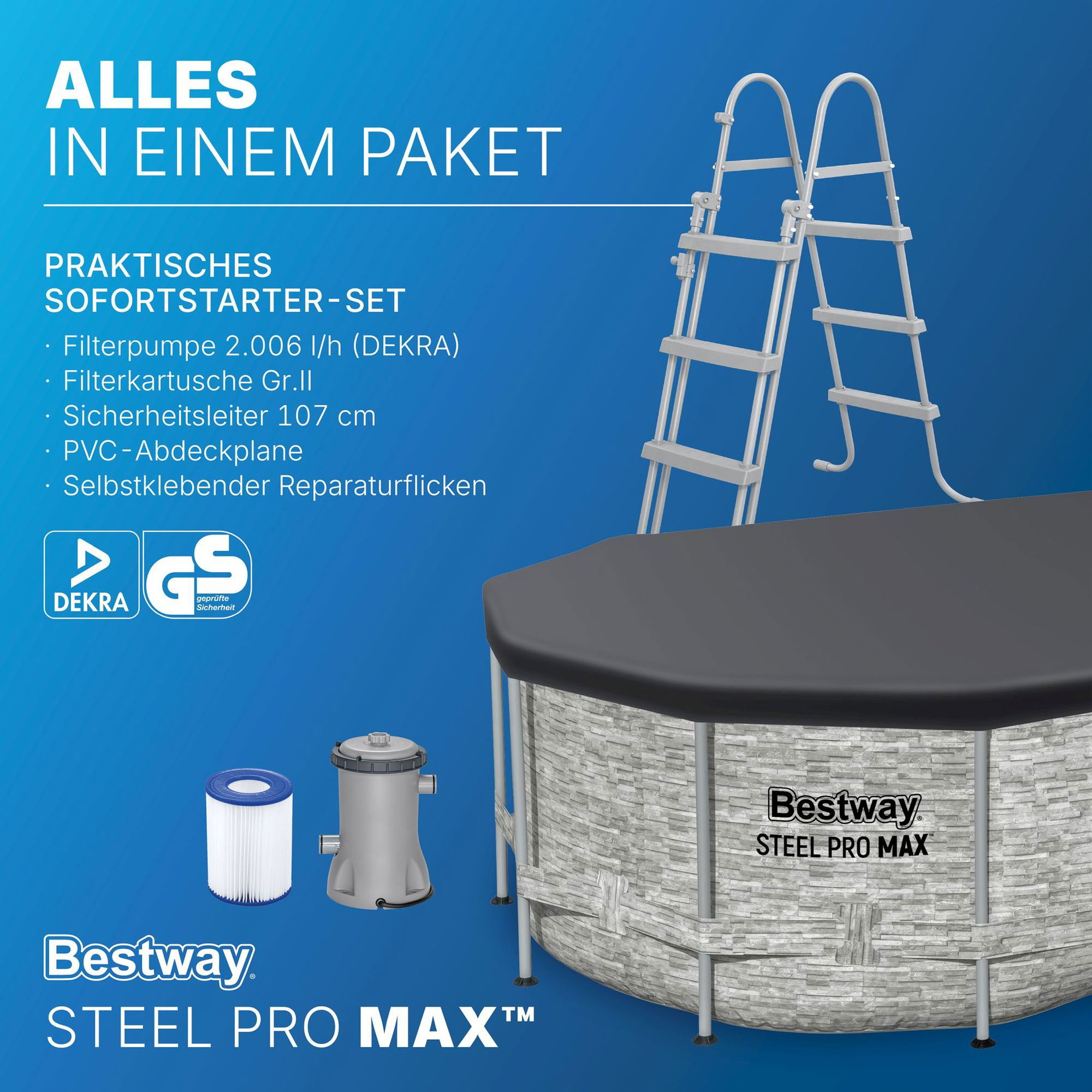 Bestway Steel Pro MAX Splashview Frame Pool Set 427 x 250 x 100 cm Bestway Steel Pro MAX Splashview Frame Pool Set 427 x 250 x 100 cm