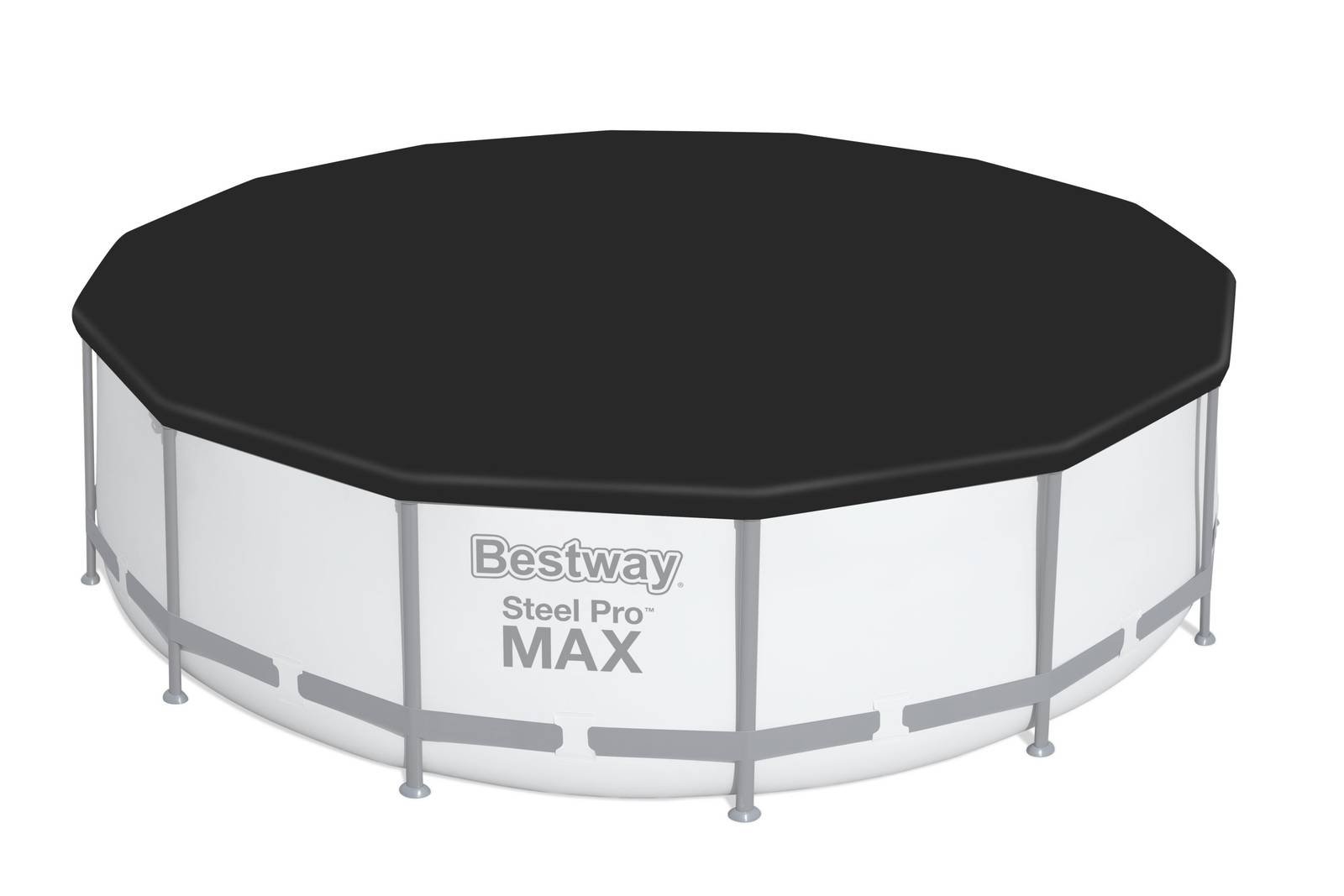 Steel Pro MAX Bestway Frame Pool Komplett-Set mit Filterpumpe Ø 427 x 122 cm, lichtgrau, rund 5612X_22