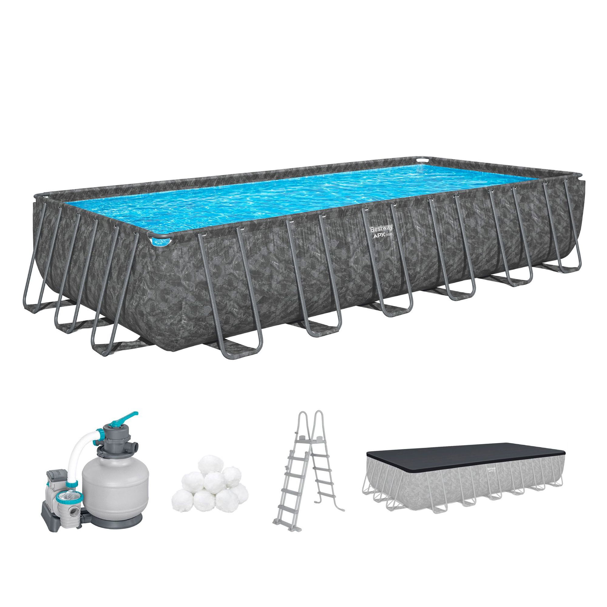 Bestway APX365 winterfestes Frame Pool Komplett-Set 732 x 366 x 132 cm