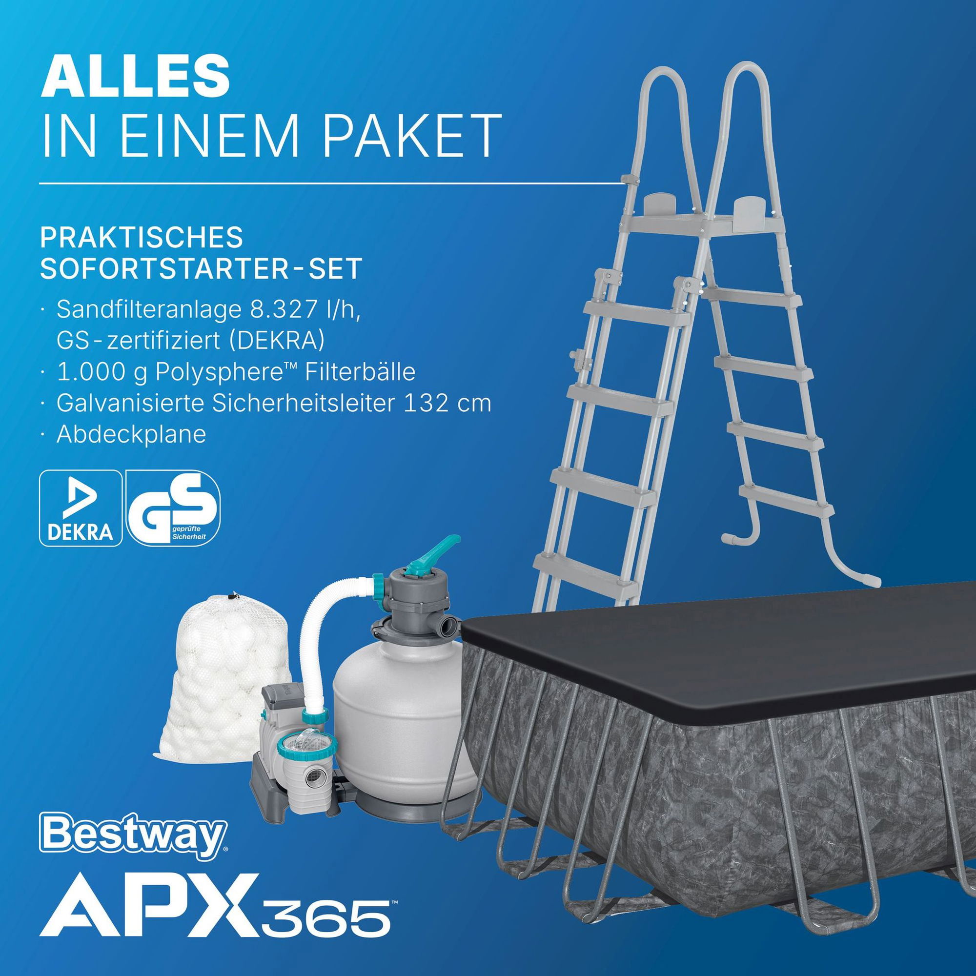 estway APX365 winterfestes Frame Pool Komplett-Set 956 x 488 x 132 cm estway APX365 winterfestes Frame Pool Komplett-Set 956 x 488 x 132 cm