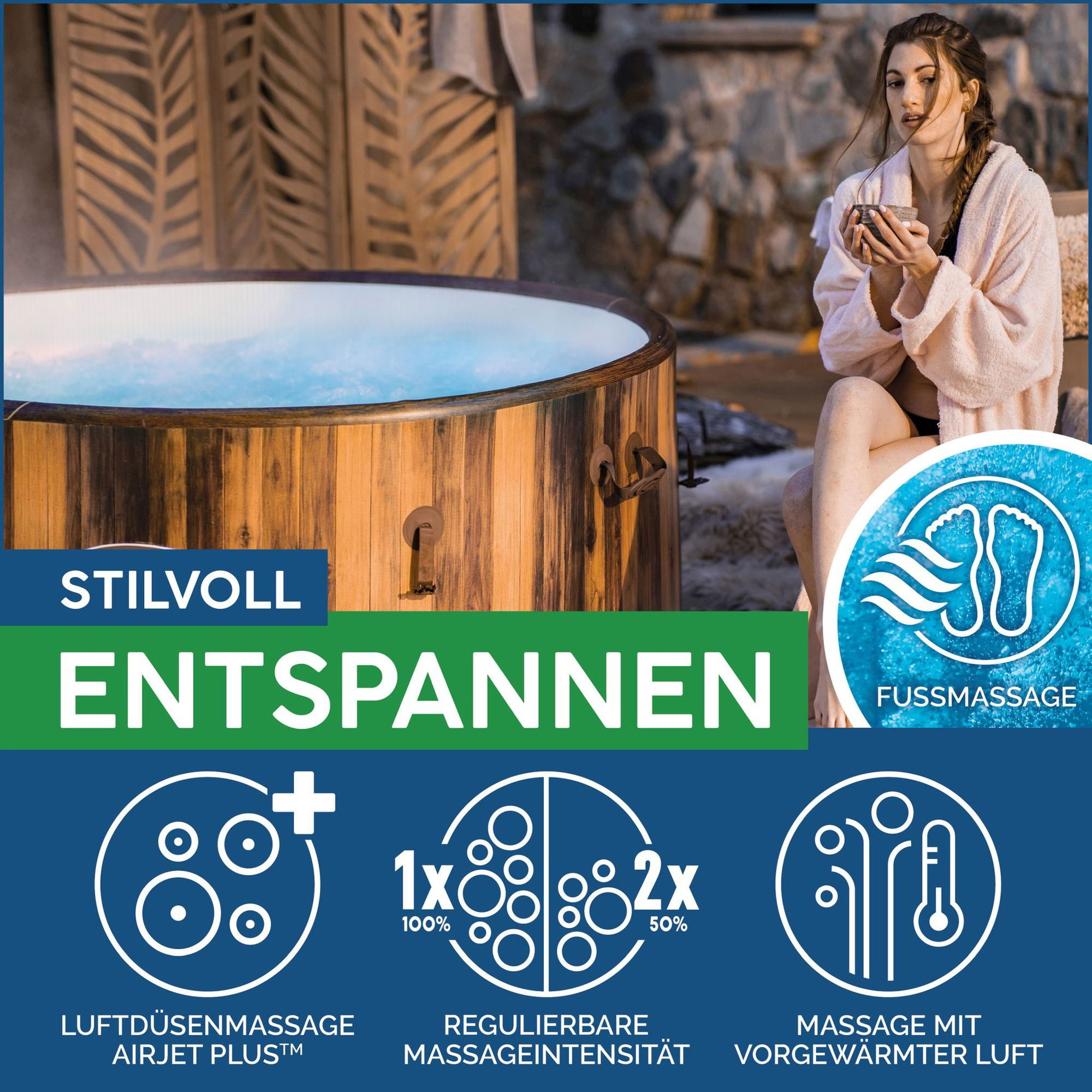 Bestway LAY-Z-SPA Helsinki AirJet Plus Whirlpool Ø 180 x 66 cm 7 Personen