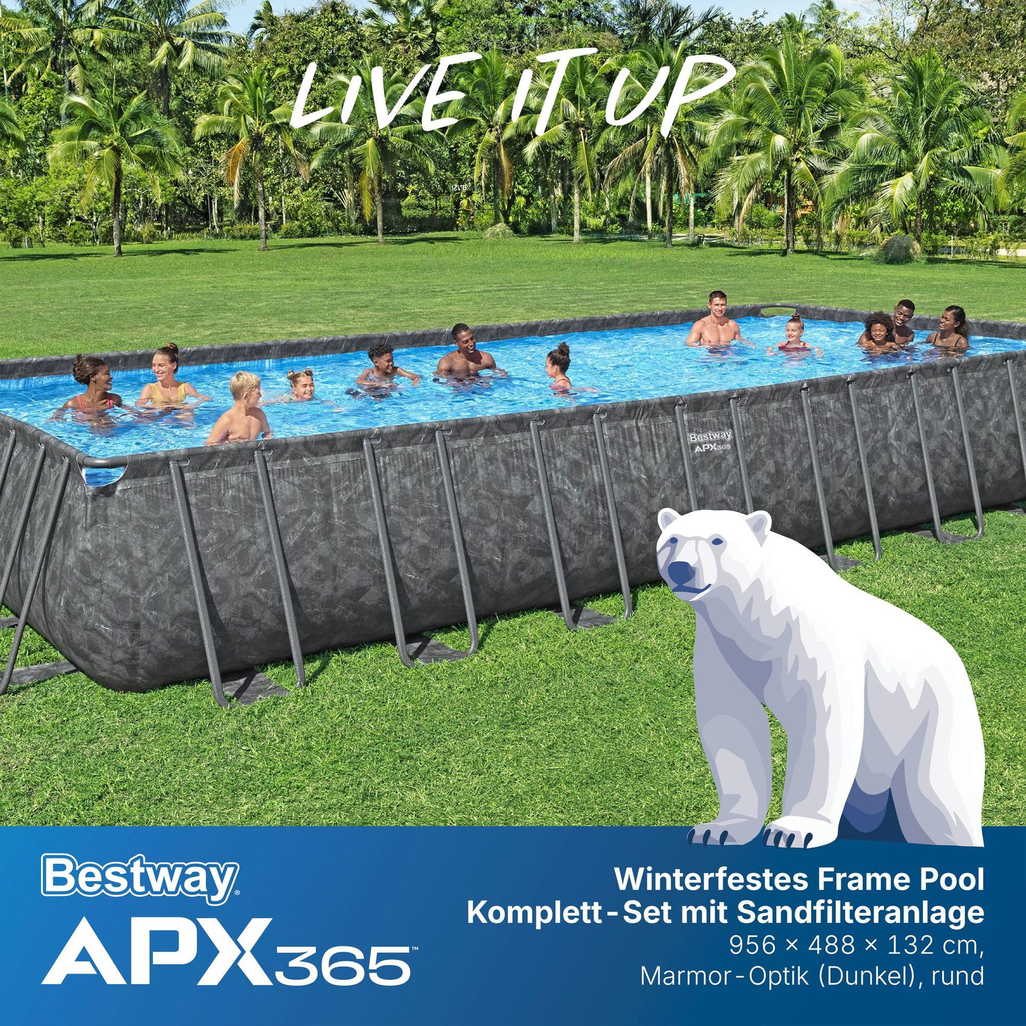 estway APX365 winterfestes Frame Pool Komplett-Set 956 x 488 x 132 cm estway APX365 winterfestes Frame Pool Komplett-Set 956 x 488 x 132 cm