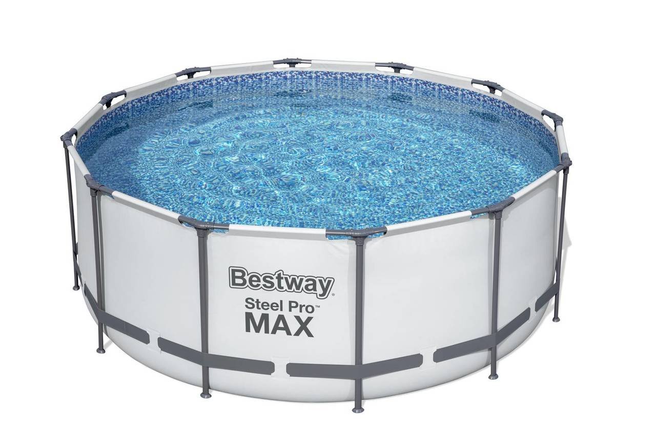 Steel Pro MAX Bestway Frame Pool Komplett-Set mit Filterpumpe Ø 366 x 122 cm, lichtgrau, rund 56420_22