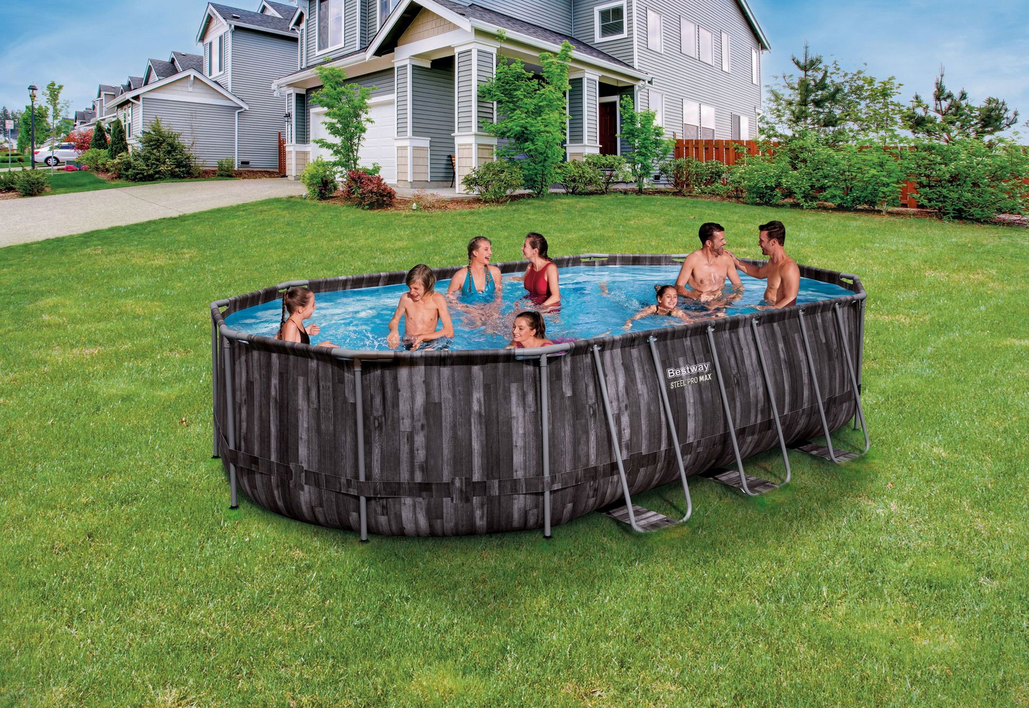 Bestway Steel Pro MAX Frame Pool Komplett-Set 610 x 366 x 122 cm oval