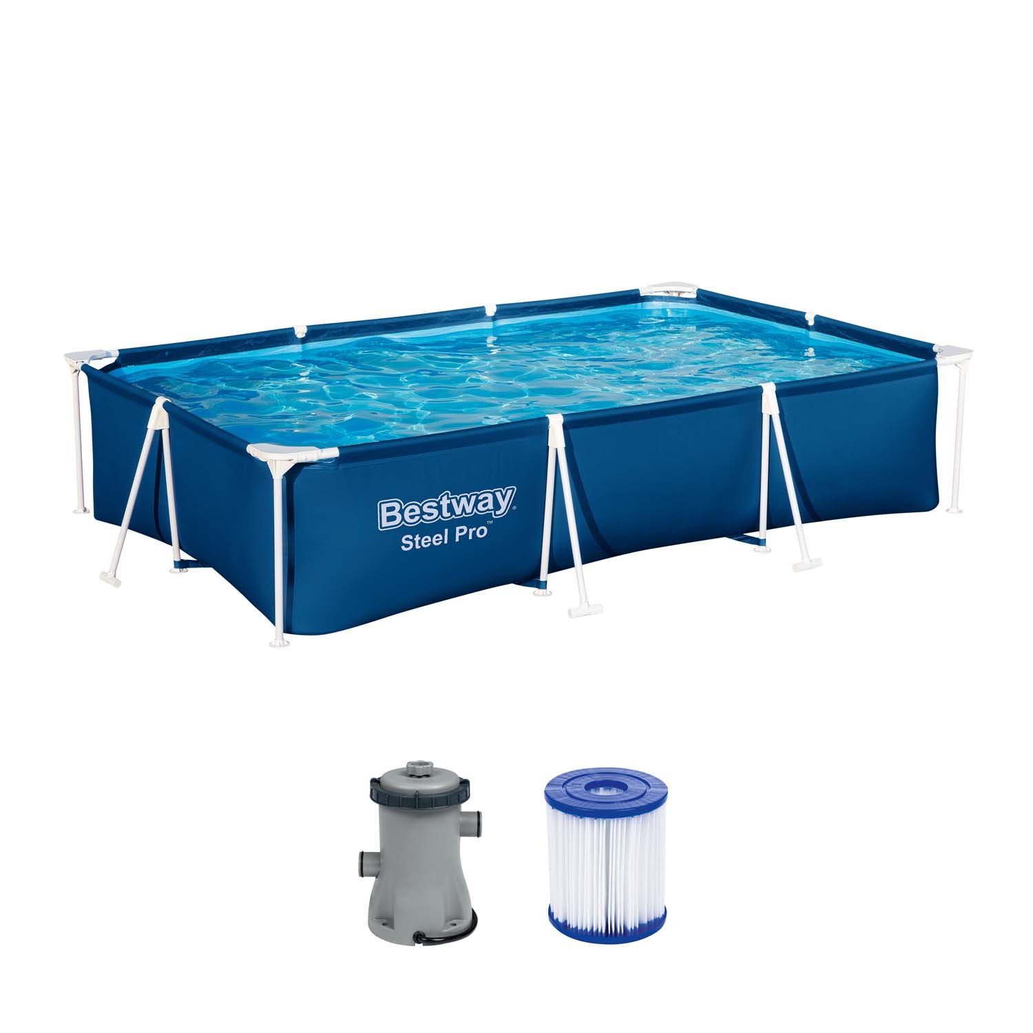 Bestway Steel Pro Frame Pool Set mit Poolpumpe 300 x 201 x 66 cm, dunkelblau, eckig 56411_24