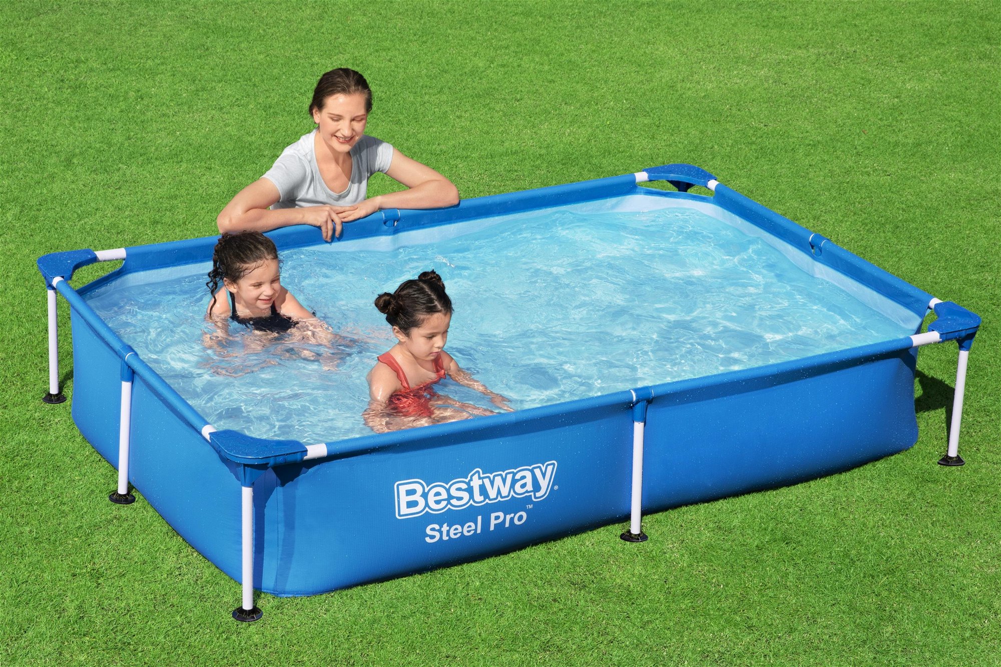 Bestway Pool Steel Pro, eckig, blau, ohne Zubehör, 221 x 150 x 43 cm SW:10010.4