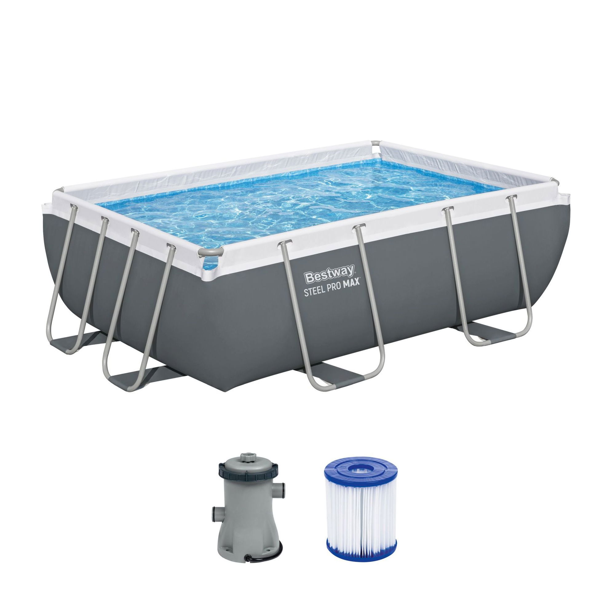 Bestway Steel Pro MAX Frame Pool Set 282 x 196 x 84 cm eckig