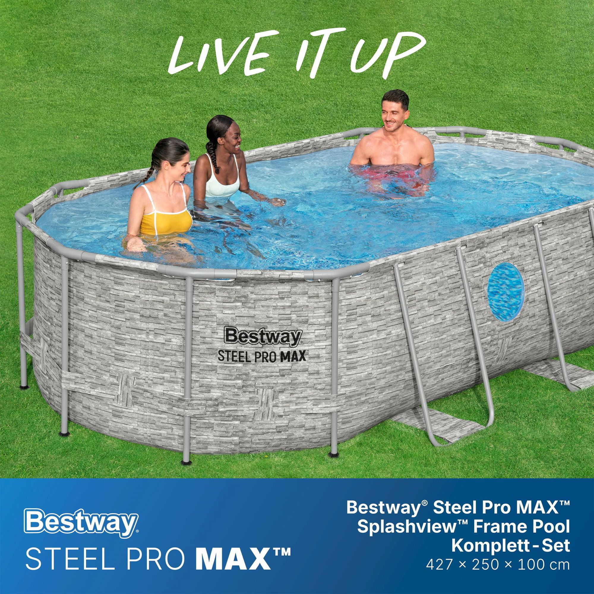 Bestway Steel Pro MAX Splashview Frame Pool Set 427 x 250 x 100 cm Bestway Steel Pro MAX Splashview Frame Pool Set 427 x 250 x 100 cm