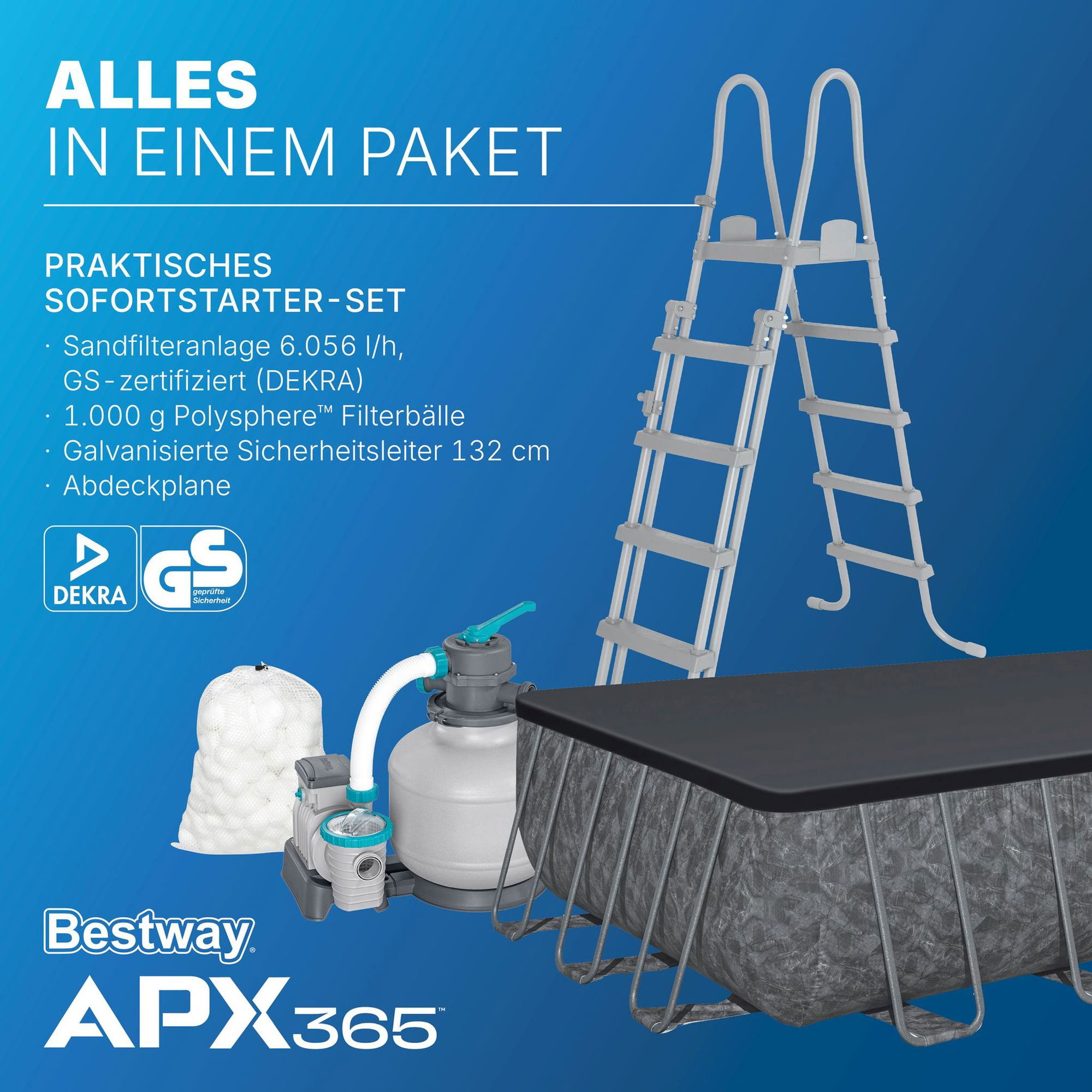 Bestway APX365 winterfestes Frame Pool Komplett-Set 732 x 366 x 132 cm