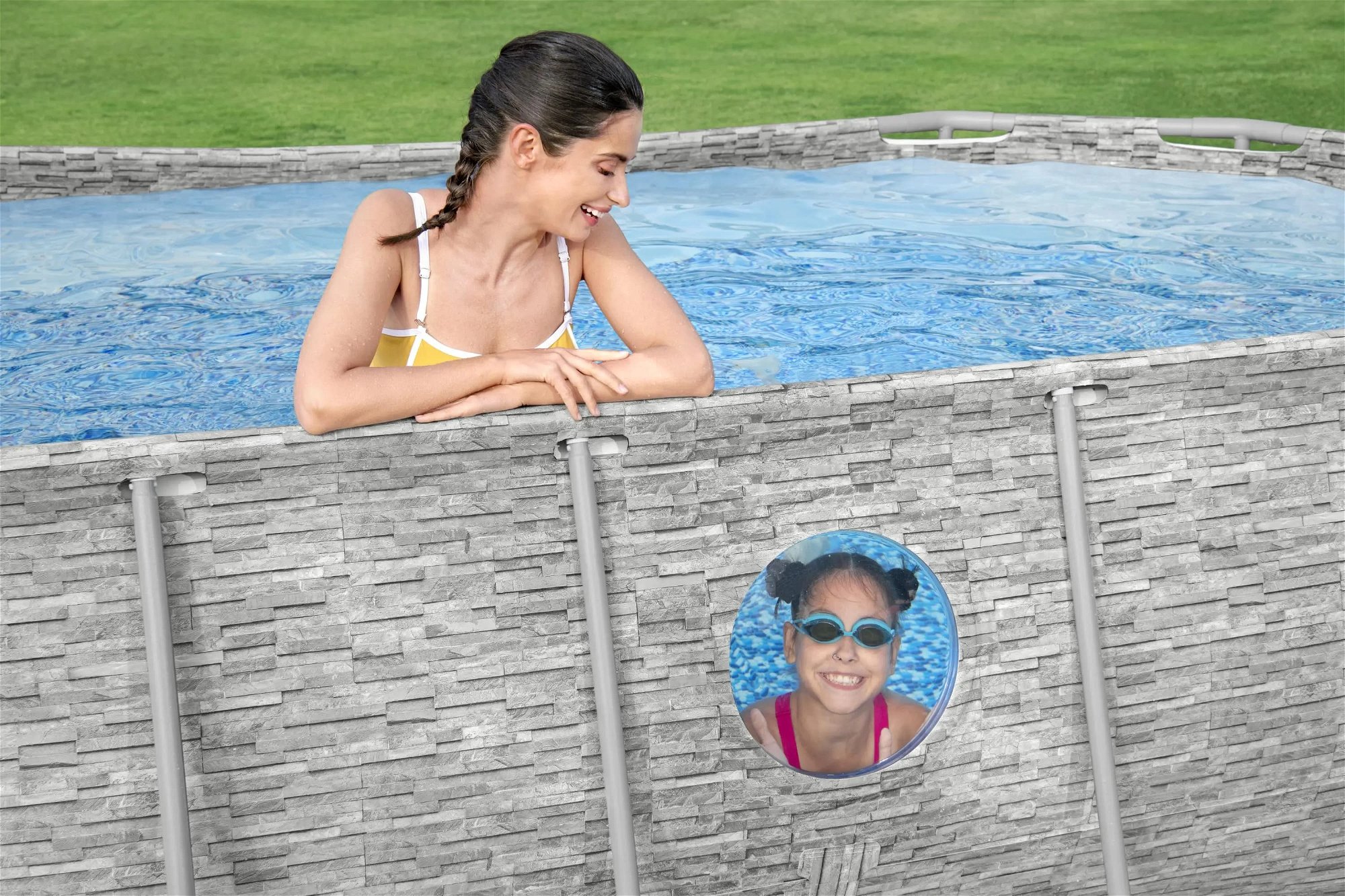 Swim Vista Series Frame Pool Komplett-Set, mit Fenster und Filterpumpe, 427x250x100cm 56714_22