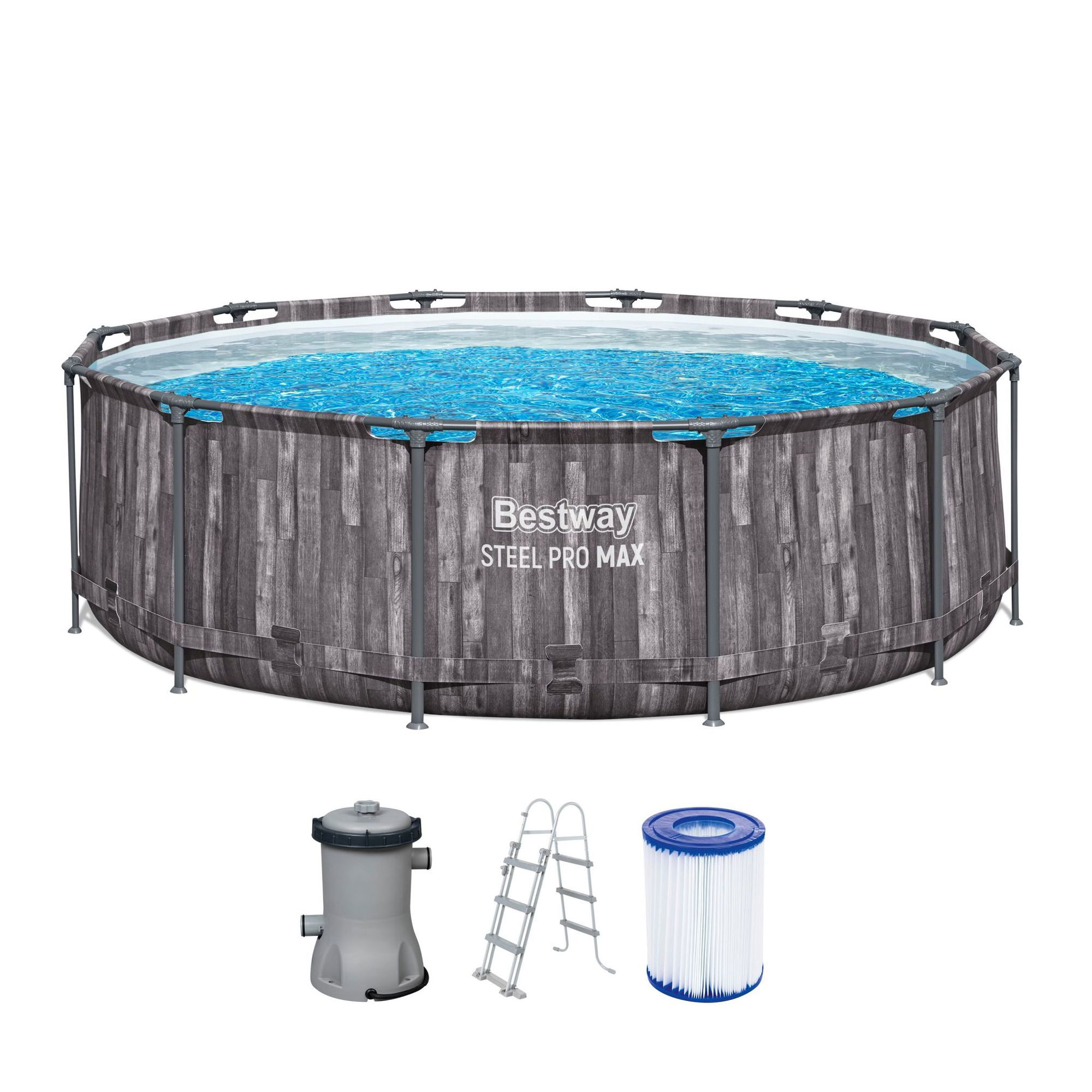 Bestway Steel Pro MAX Frame Pool-Set Ø 366 x 100 cm, Holz-Optik