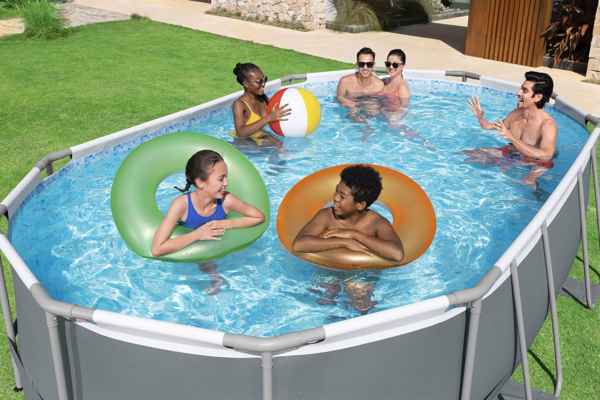 Bestway Steel Pro MAX Frame Pool Komplett-Set 488 x 305 x 107 cm