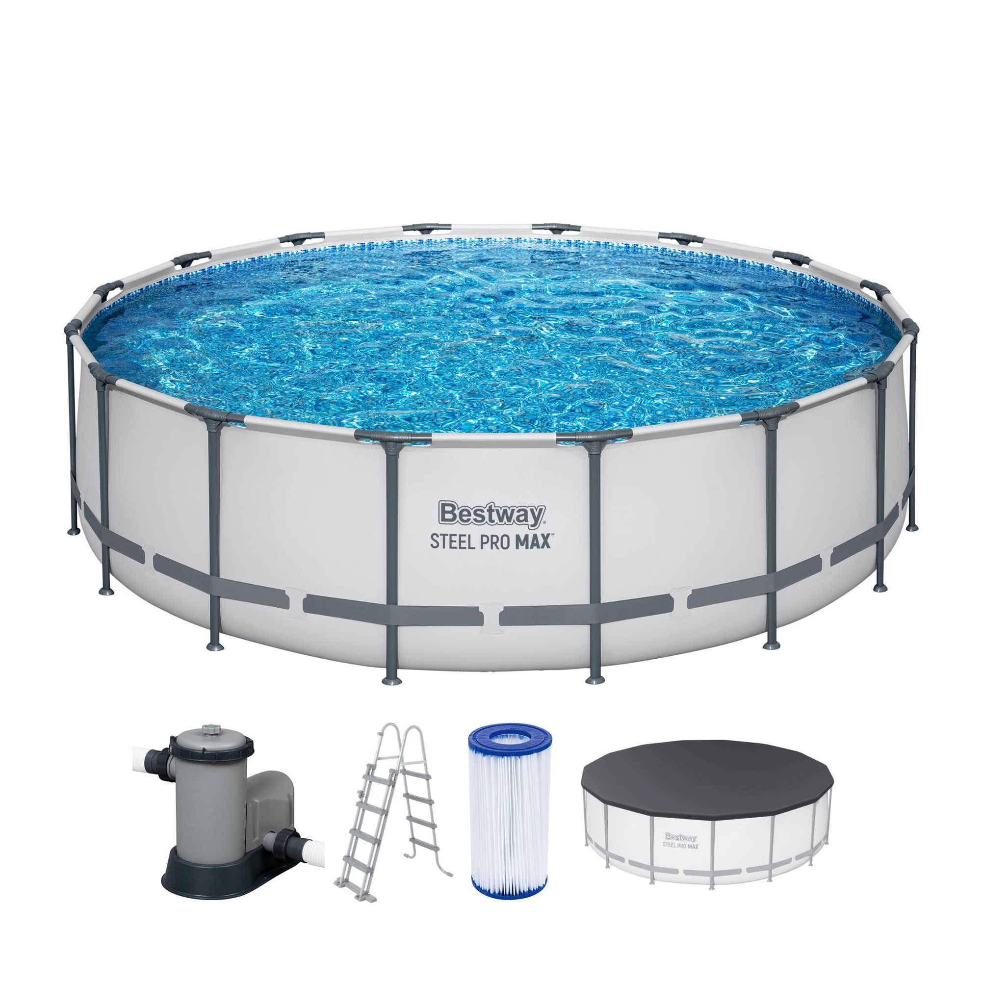 Bestway Steel Pro MAX Frame Pool Komplett-Set 488 x 122 cm lichtgrau Bestway Steel Pro MAX Frame Pool Komplett-Set 488 x 122 cm lichtgrau