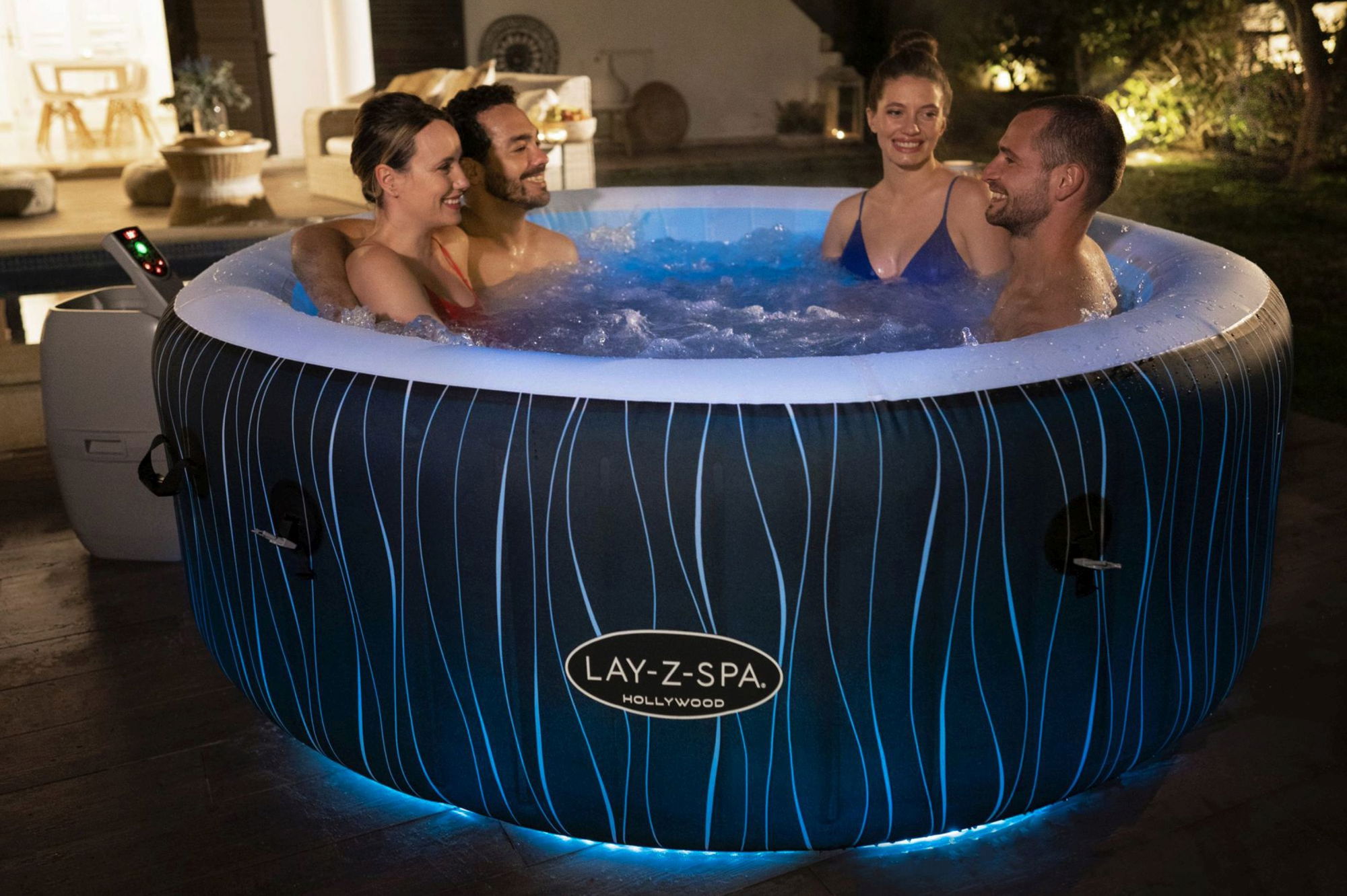 LAY-Z-SPA Hollywood AirJet LED-Whirlpool Ø 196 x 66 cm für 6 Personen